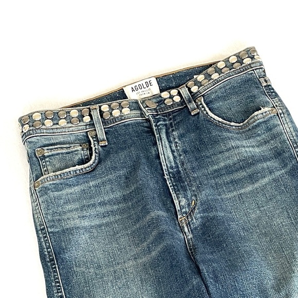 Agolde Roxanne High Rise Studded Skinny Jeans - Picture 5 of 9
